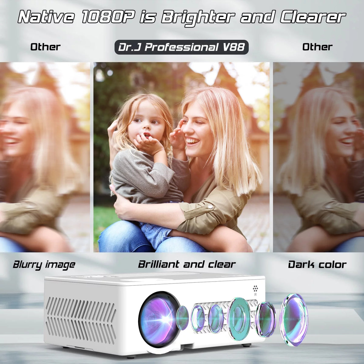 4K 1080P Wifi Bluetooth Projector with 100 Screen U326203