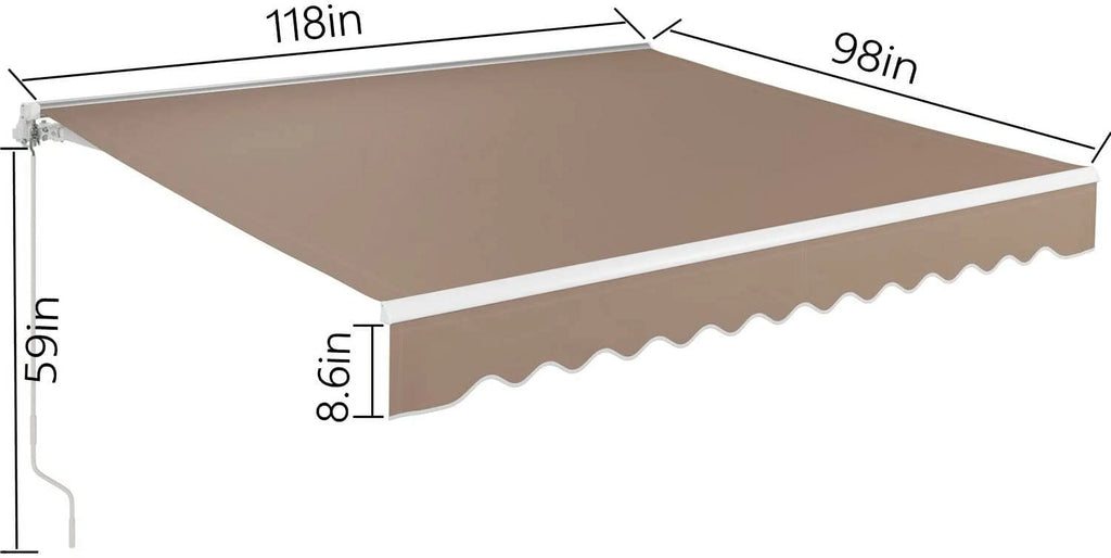 10' x 8.2' Manual Retractable Patio Awning with Aluminum Frame N71919