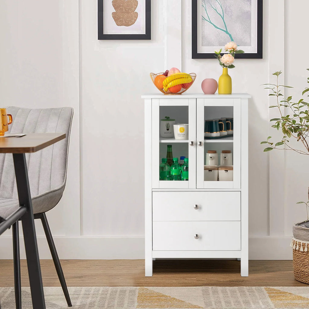 White Free Standing Bathroom Cabinet with Drawer and Shelf E8412