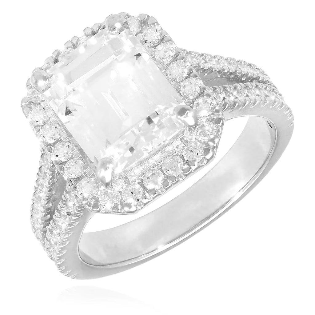 14K White Gold Emerald Cut Diamond Engagement Ring Y52197