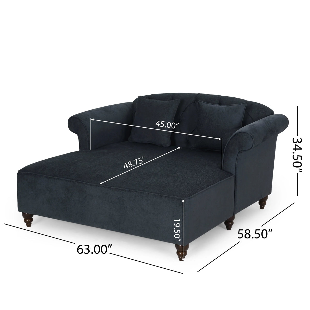 Charcoal Fabric Tufted Chaise Lounge F9954