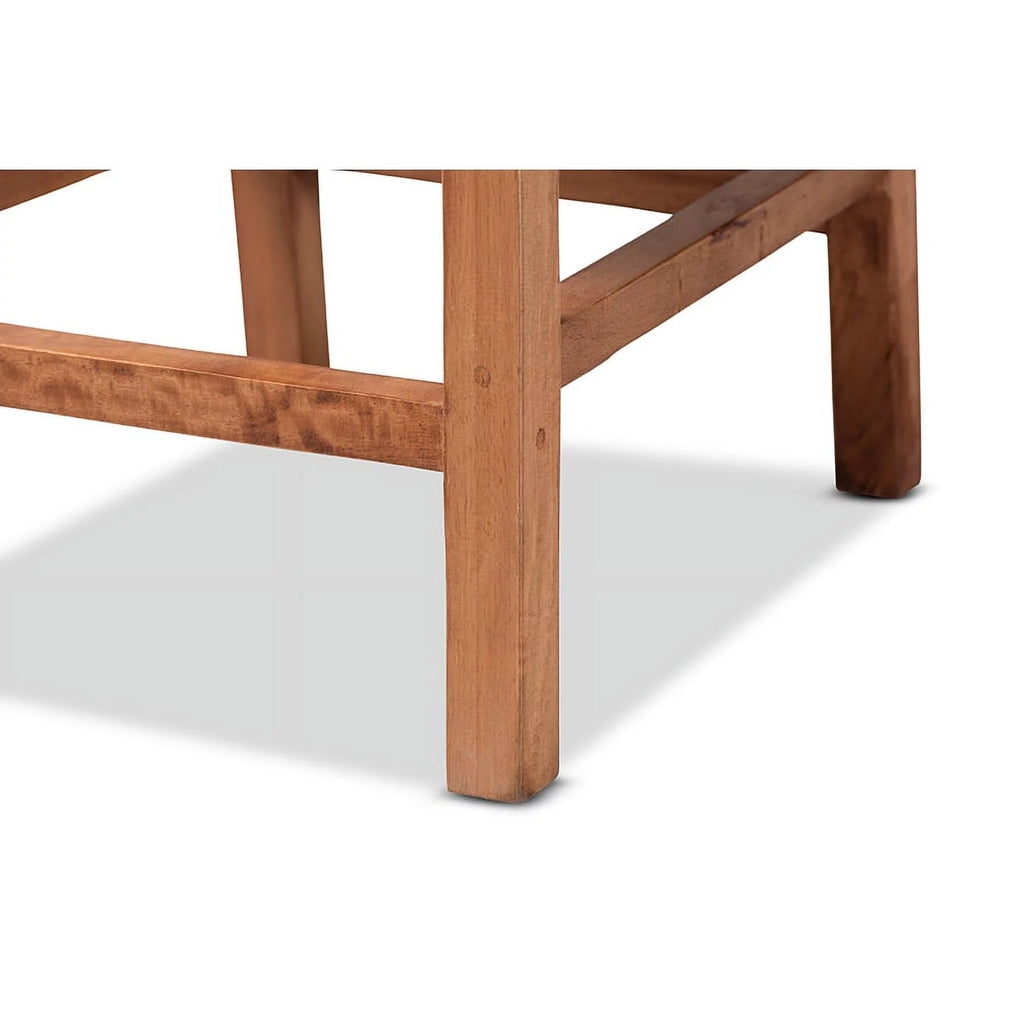 Natural Brown Rattan and Walnut Brown Wood Counter Stool S47724