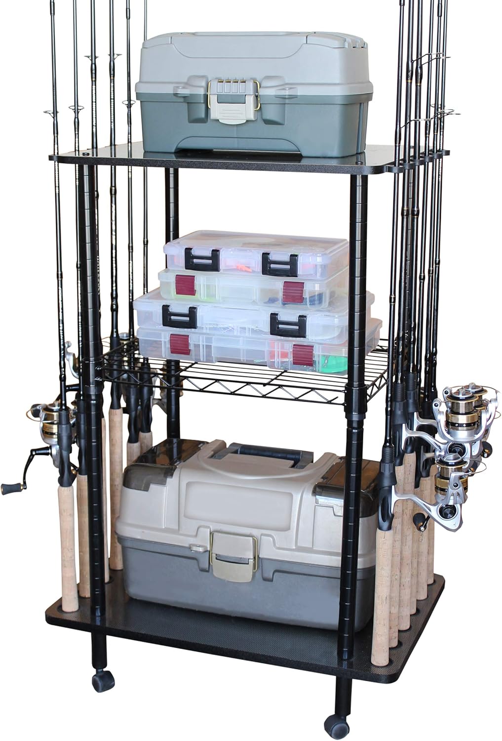 12 Fishing Rod Tackle Cart Black G8378