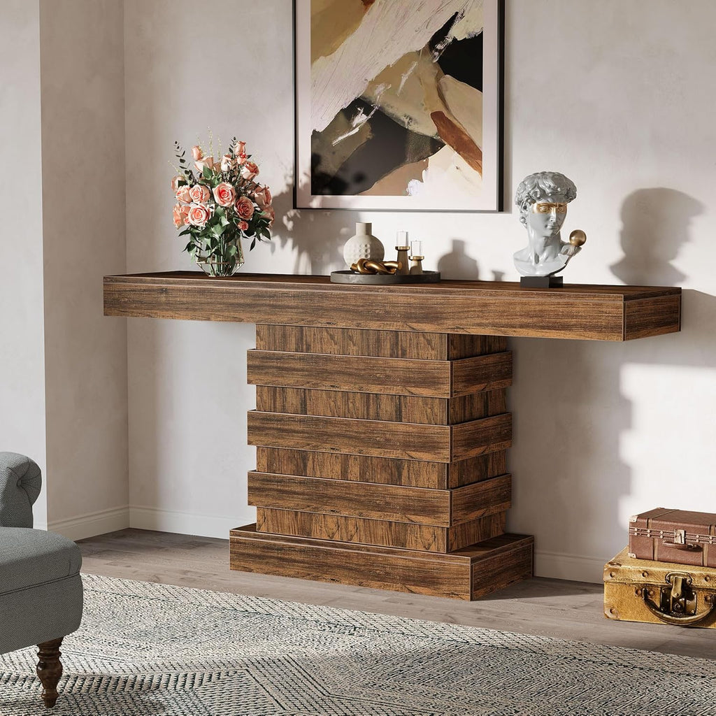 Rustic Brown 63-Inch Wooden Console Table L17707