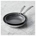 2pc Stainless Steel Ceramic Non-Stick Fry Pan Set A482