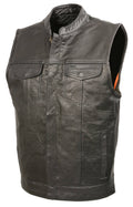 Black Premium Buffalo Leather Club Style Vest T9486