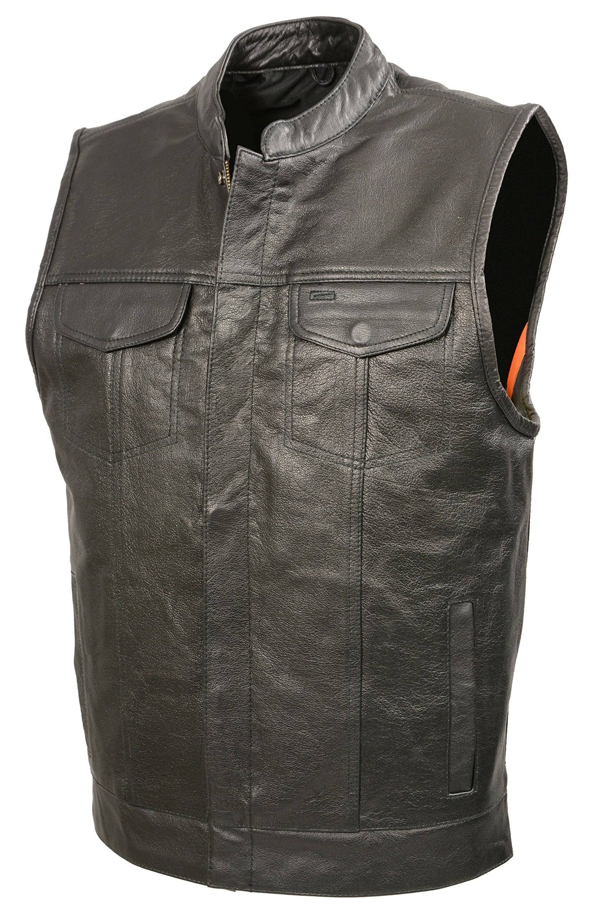 Black Premium Buffalo Leather Club Style Vest T9486
