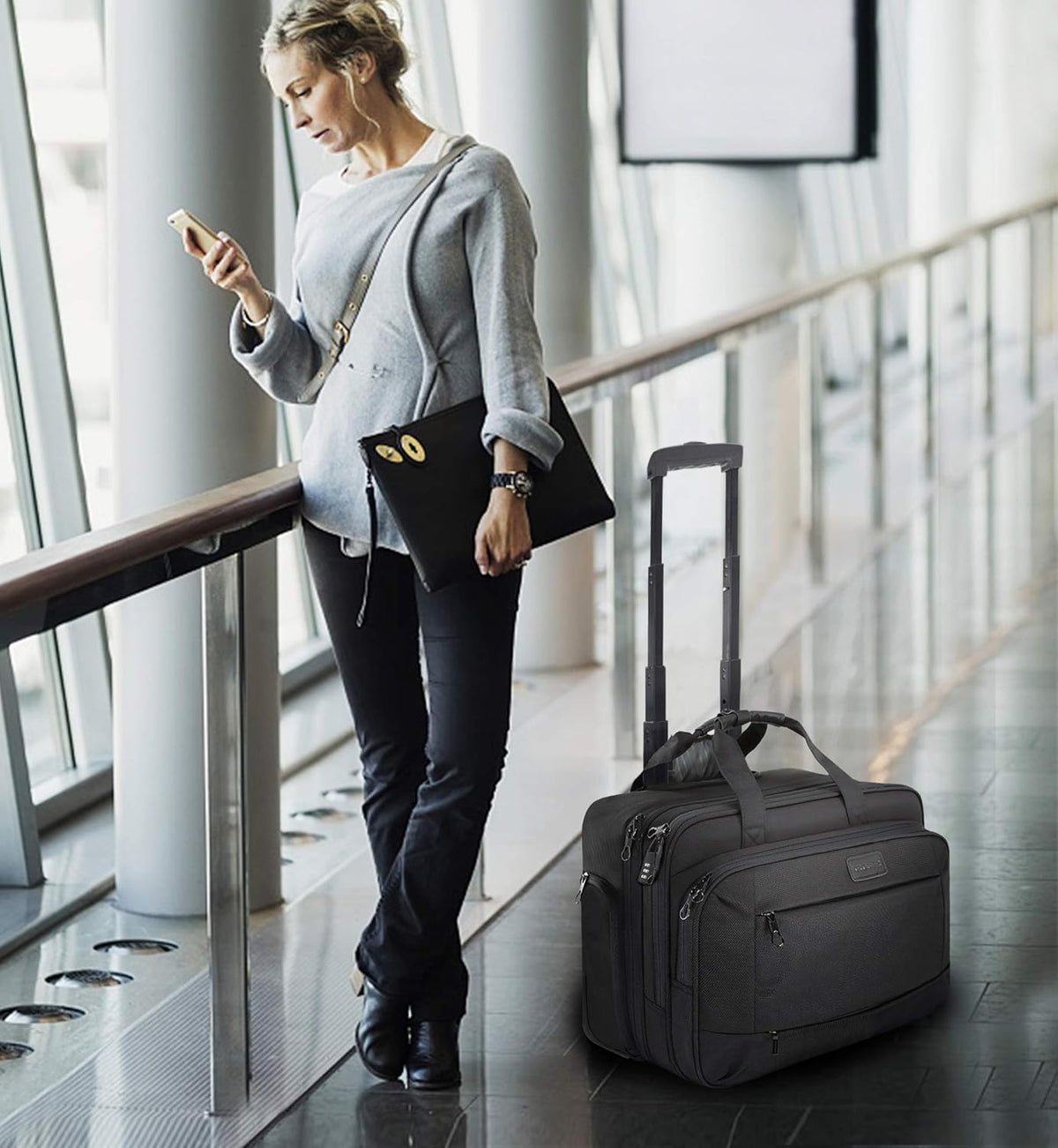 Rolling Laptop Bag Wheeled Briefcase for 17.3 Inch Laptop G401