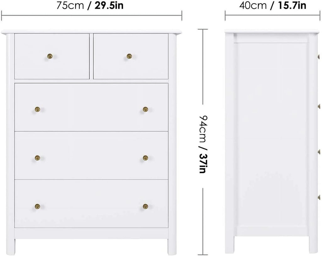 White 5 Drawer Kids Dresser G637447