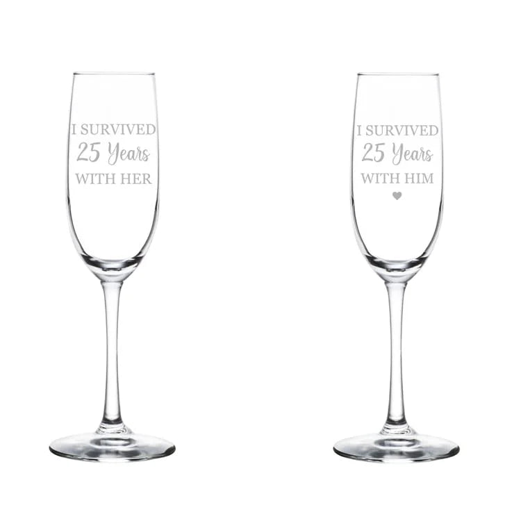 Set of 2 Glass Champagne Flutes 8 oz Stemmed C506