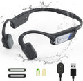 Bone Conduction Wireless Bluetooth Open-Ear Headphones with Mic, IP67 Waterproof Earphones (Grey) C390