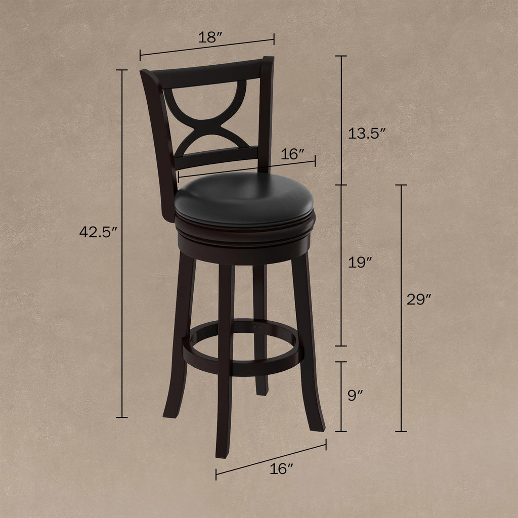 Black Faux Leather Swivel Wood Bar Stool J221