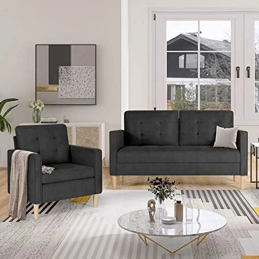 57" Tufted Loveseat and Chair Set of 2 M553363