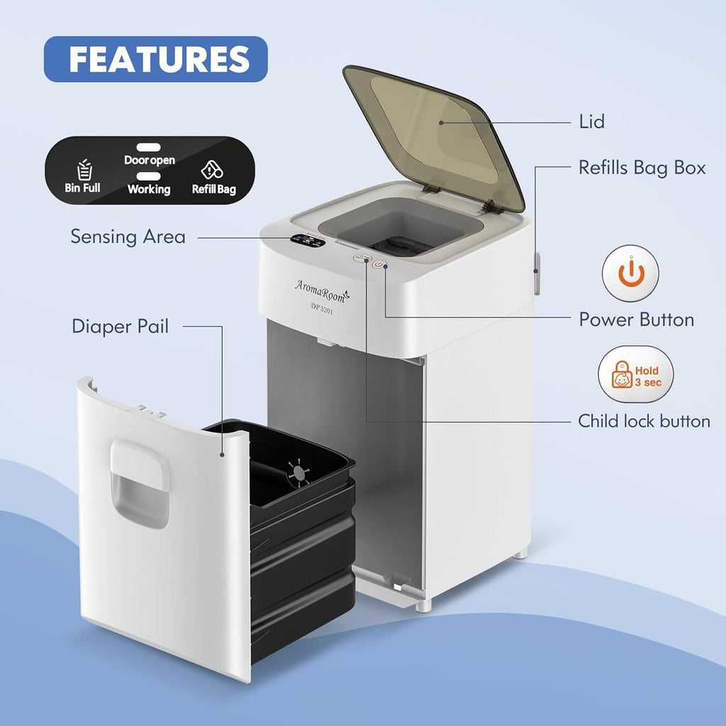 Diaper Pail Odor-Locking Individually Sealed Baby Diaper Pail Smart Trash Can Full-Automatic Packing Self-Changing C687