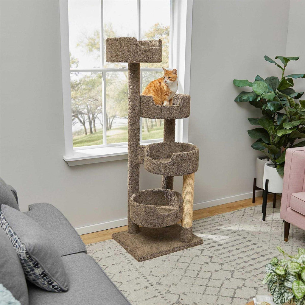65-in Real Carpet Wooden Cat Tree U49108