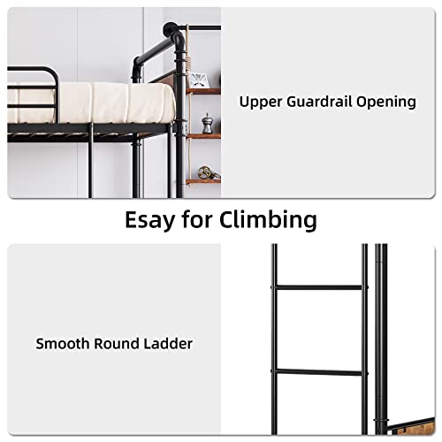 Twin Over Twin Heavy Duty Metal Bunk Bed with Ladders K235