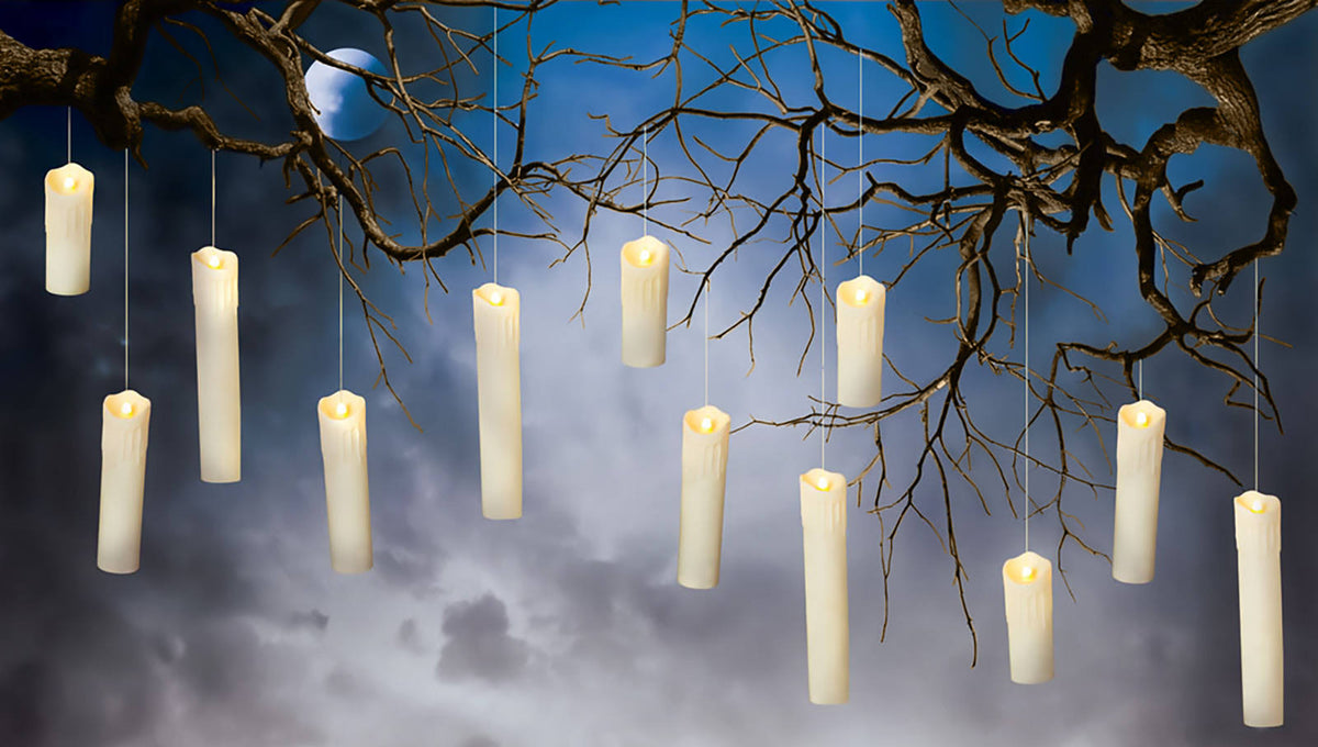 Set of 12 Battery Operated Floating Hanging Candles C9254