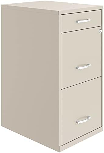 18in Deep 3 Drawer Metal File Cabinet Pearl White L657806