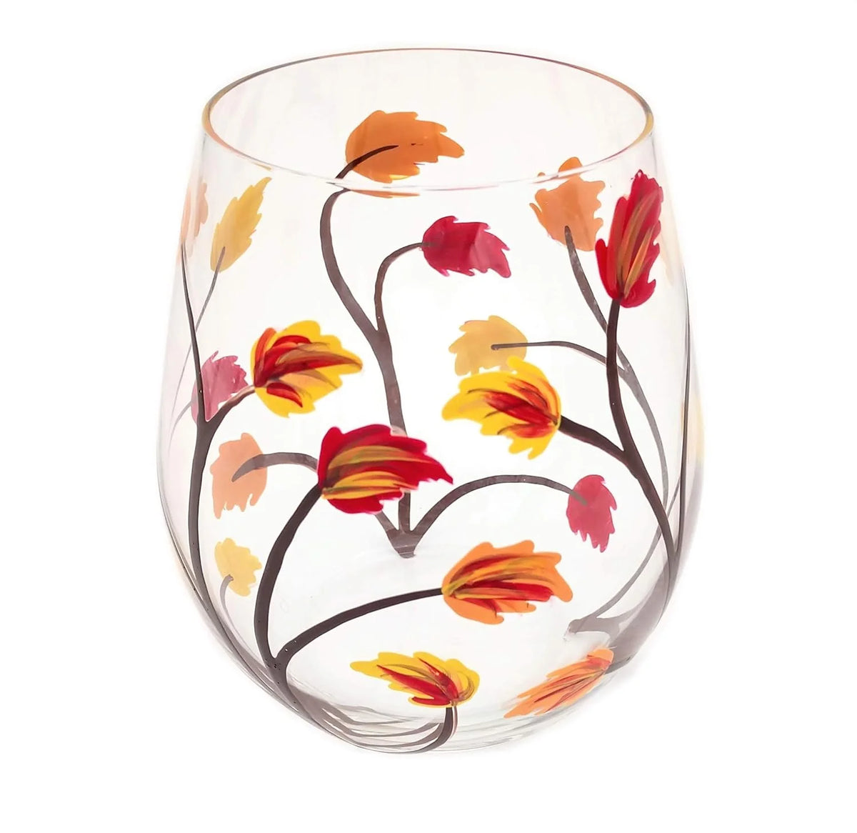 Stemless Hand Painted Wine Glass 18 Ounce N197