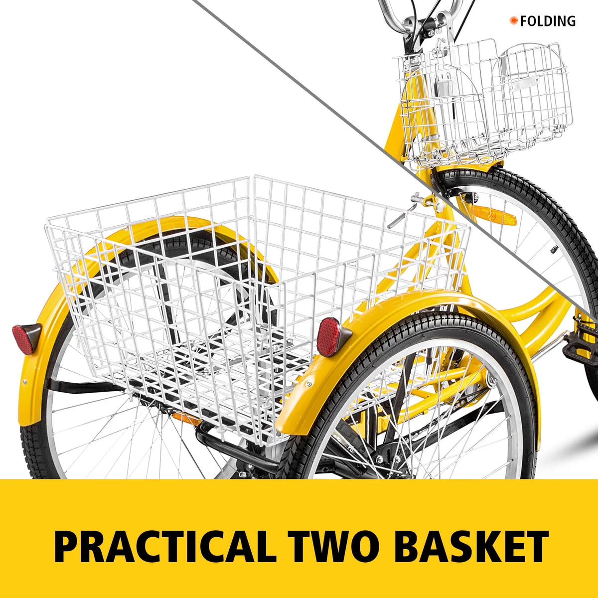 24 Adult Tricycle 7-Speed Three Wheel Bike with Basket D943238