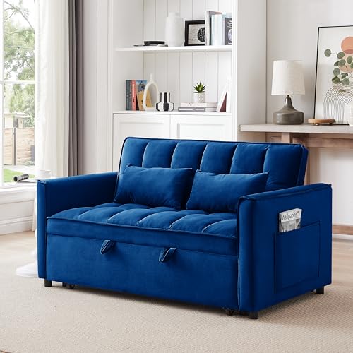 Velvet Convertible Sofa Bed with Adjustable Back E6545