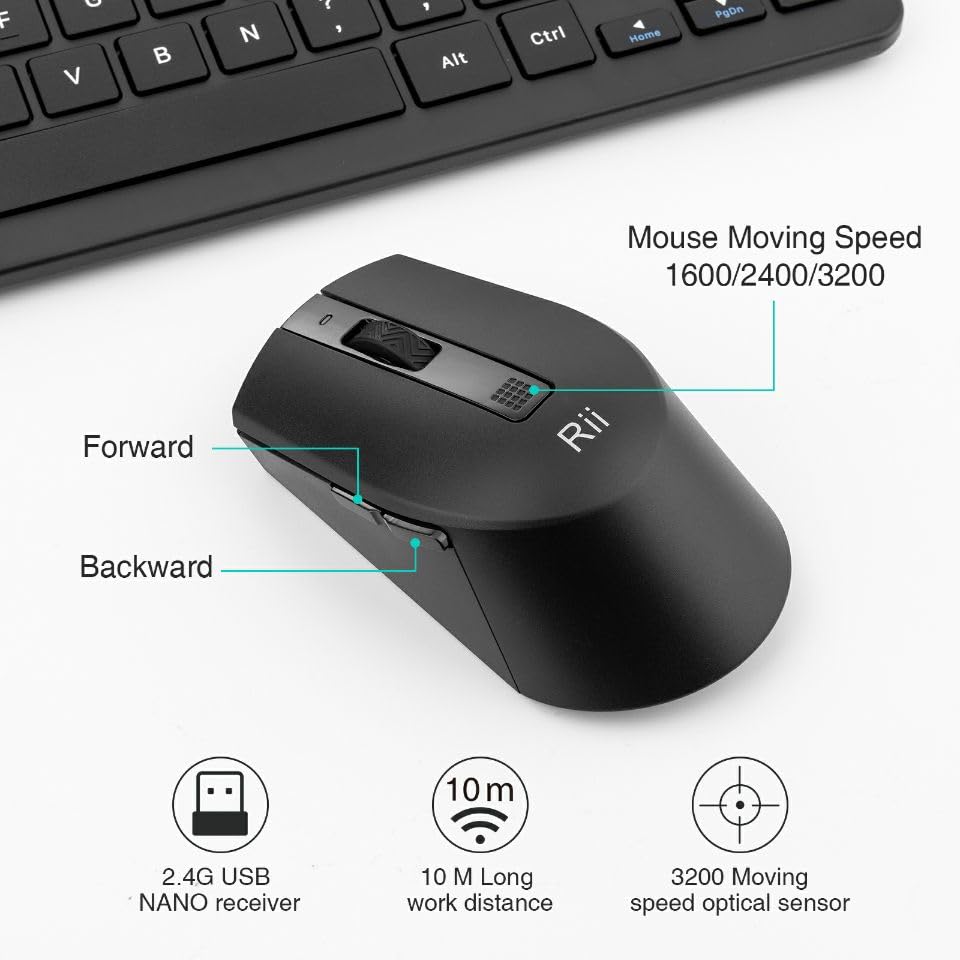 2.4 Gigahertz Ultra-Slim Wireless Keyboard and Mouse Combo (Black) V7509
