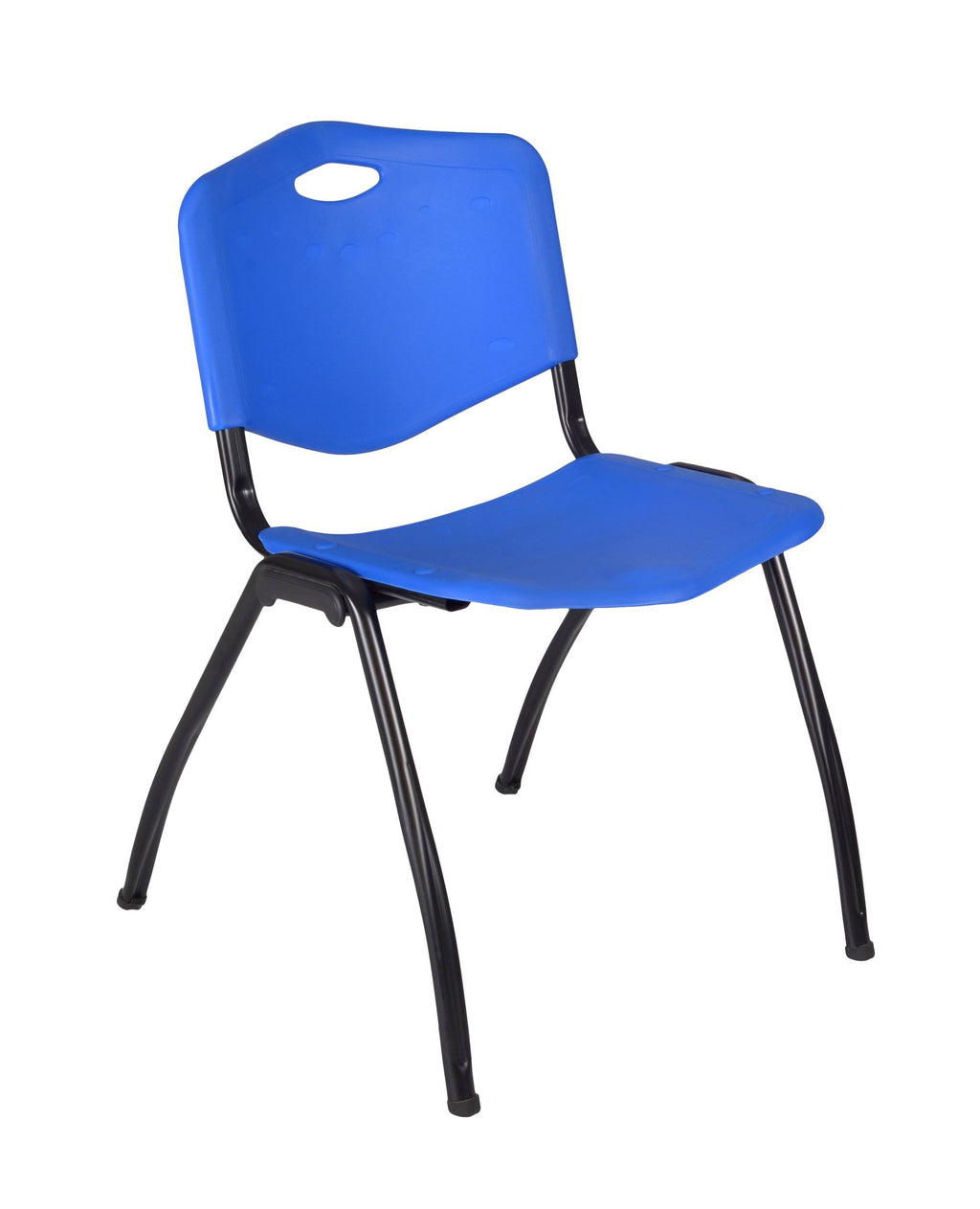 Beige Square Breakroom Table with 4 Blue Stack Chairs N7037