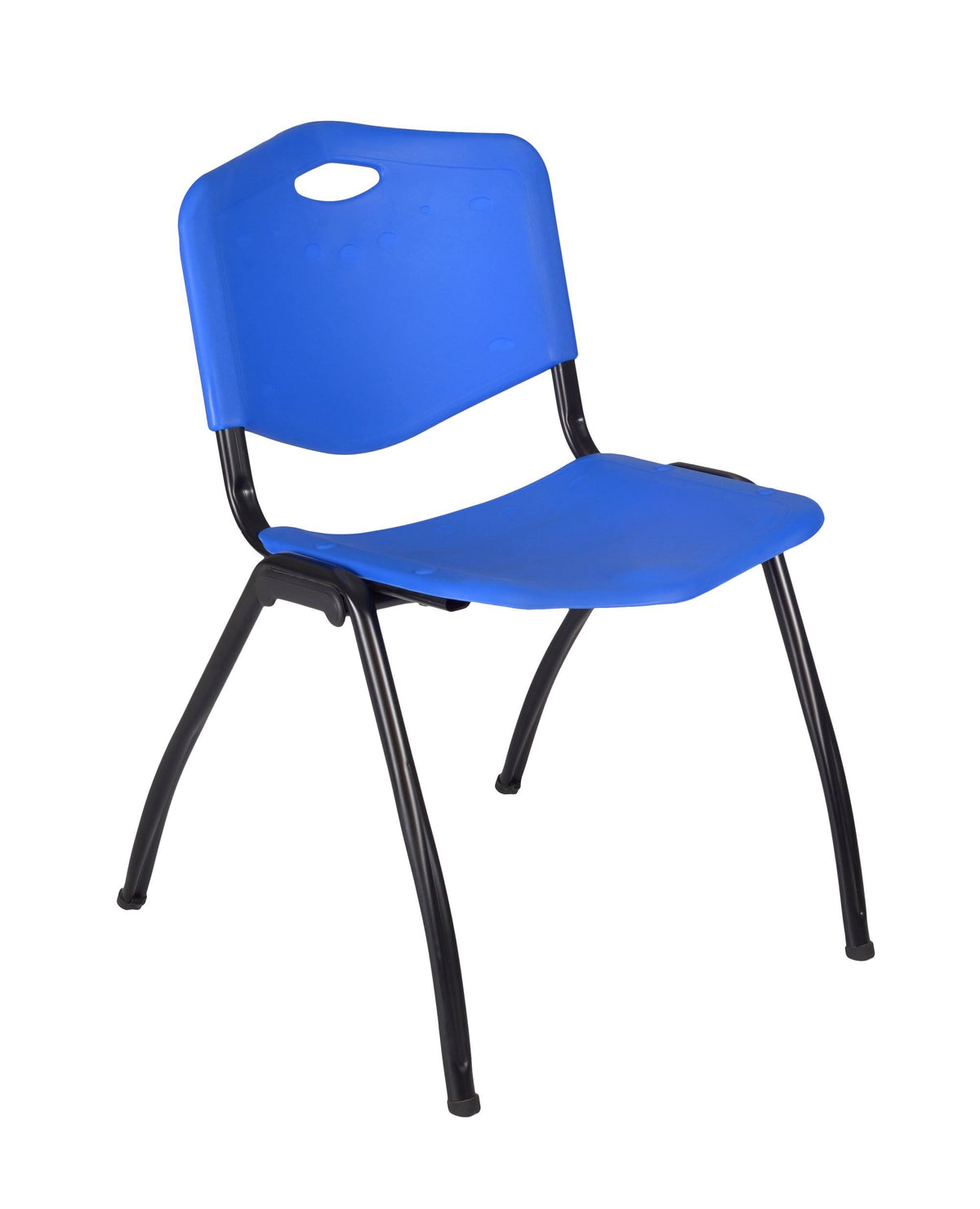 Beige Square Breakroom Table with 4 Blue Stack Chairs N7037