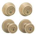 Twin Keyed Entry and Single Cylinder Deadbolt Antique Brass W374489
