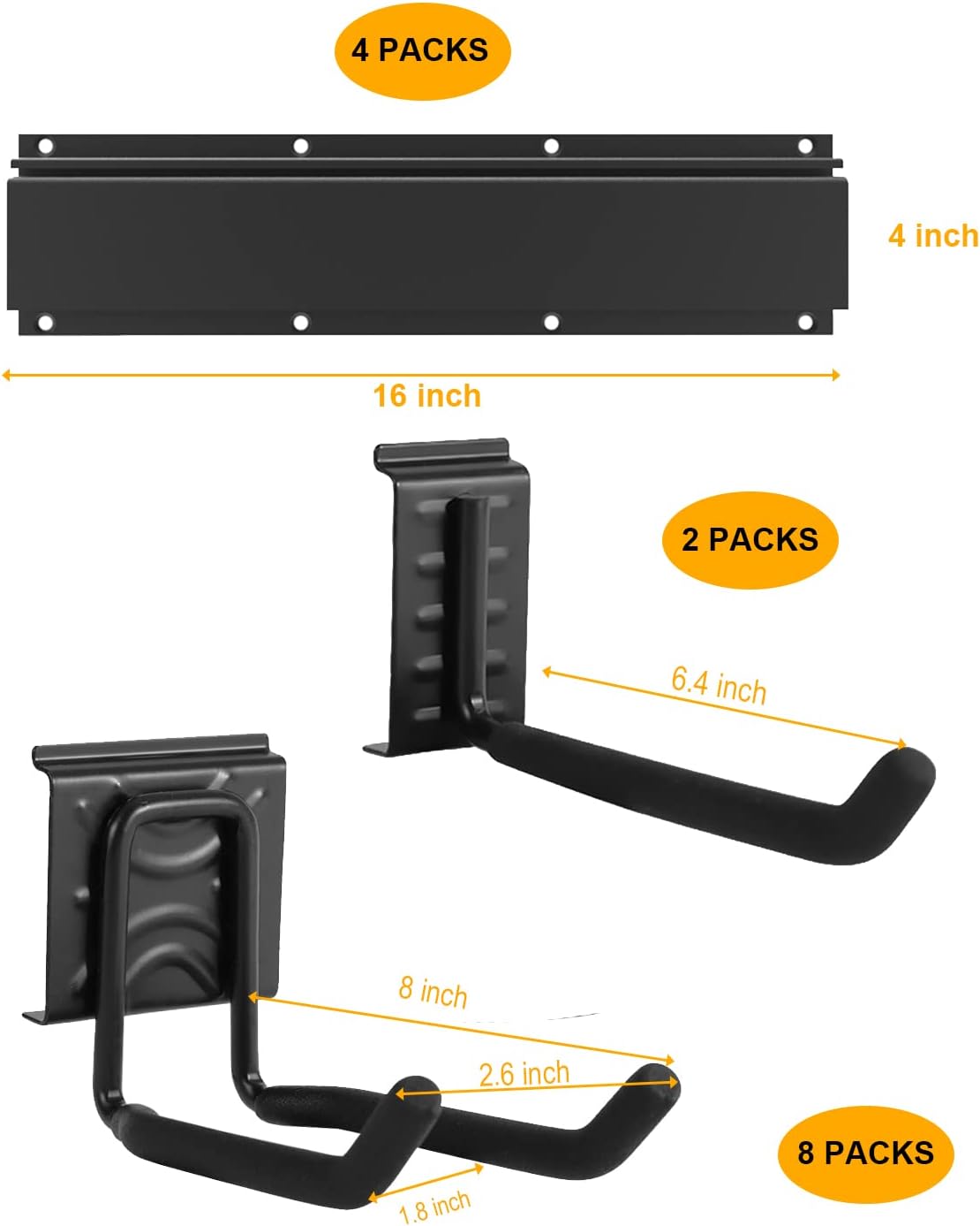 64INCH 4 Rail Aluminum Steel Wall Mount Tool Organizer, Pack of 2 N672090