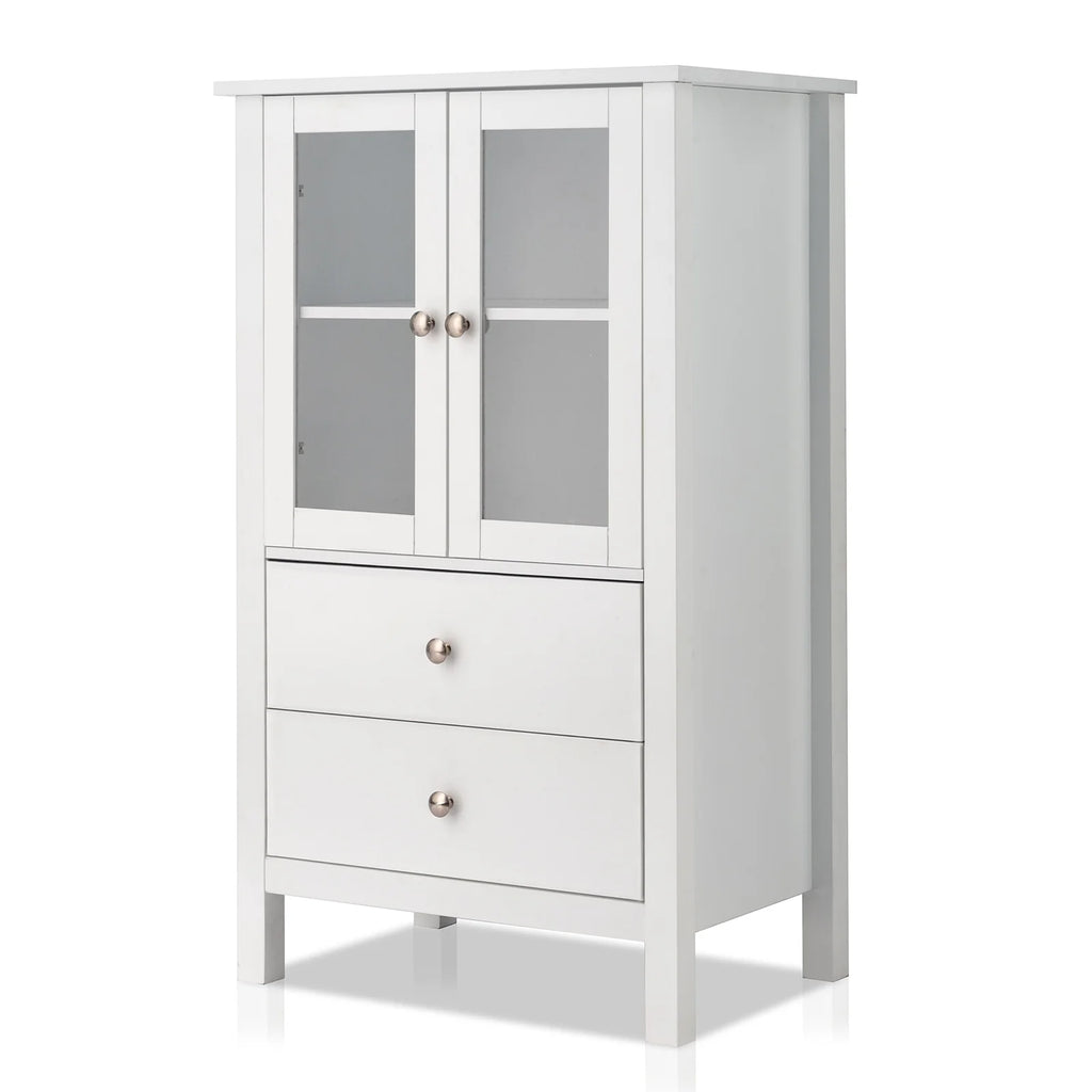 White Free Standing Bathroom Cabinet with Drawer and Shelf E8412