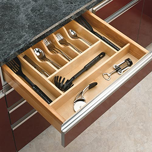 Natural Maple Wood 9 Compartment Silverware Drawer Organizer I1920