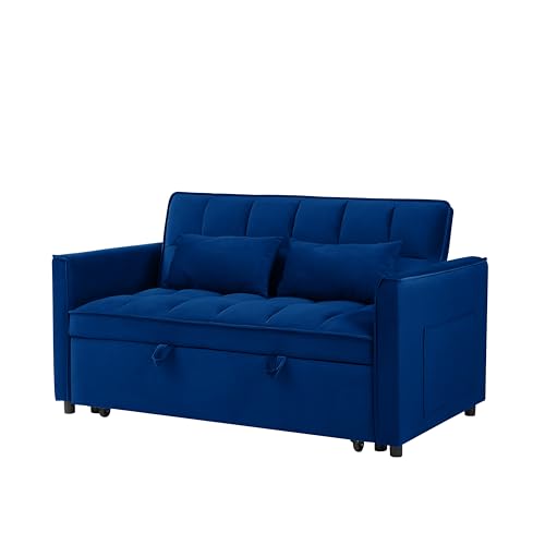 Velvet Convertible Sofa Bed with Adjustable Back E6545
