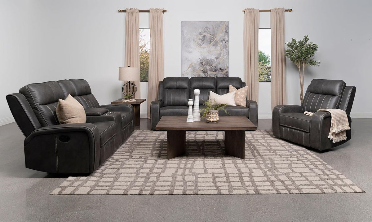 3-Piece Upholstered Motion Reclining Sofa Set Grey S840