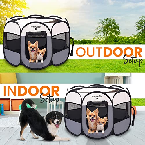 8-Panel Foldable Pet Playpen with Food/Water Bowl, Red D550601