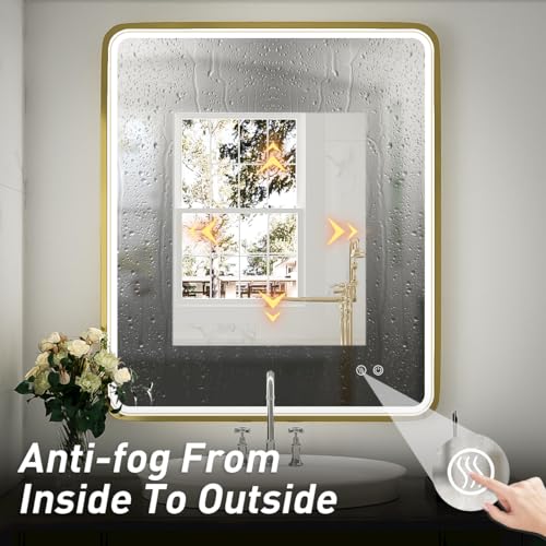 Black Metal Frame LED Bathroom Mirror X969559