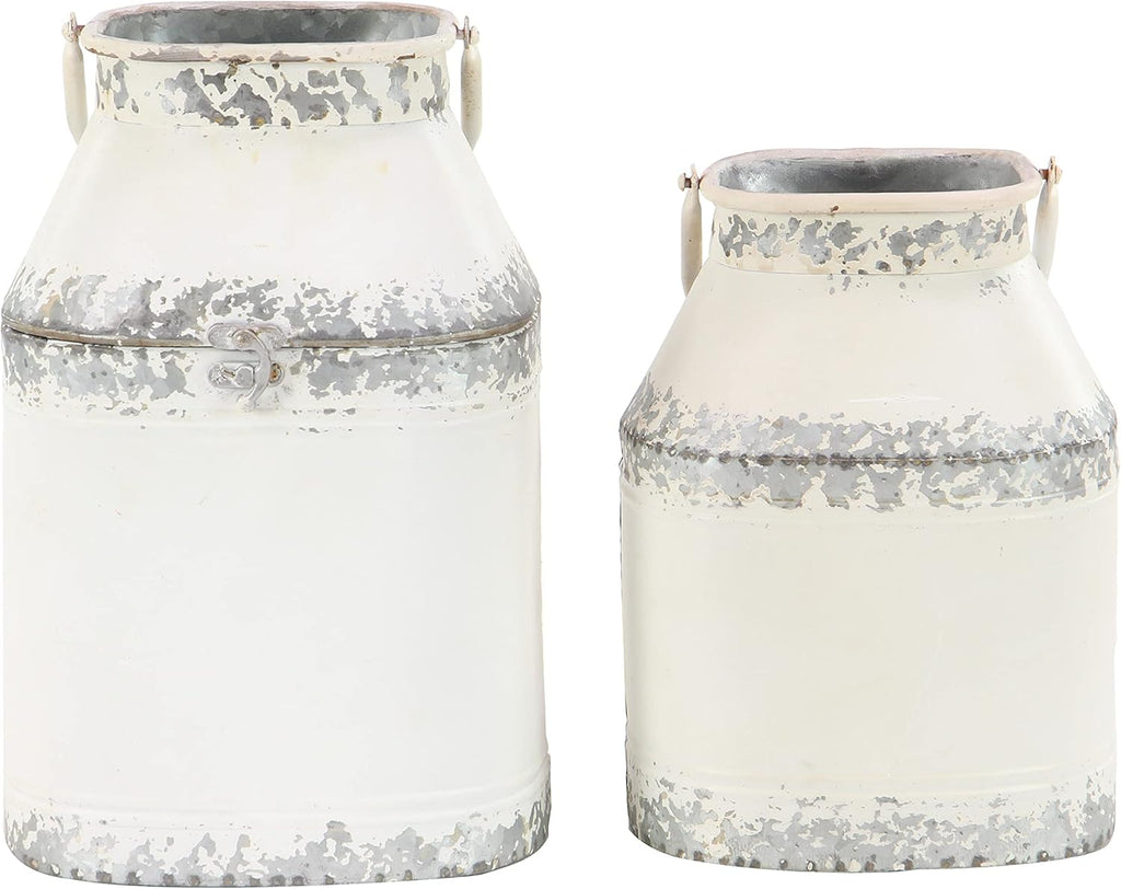 White Decorative Milk Can Pack of 2 S503252