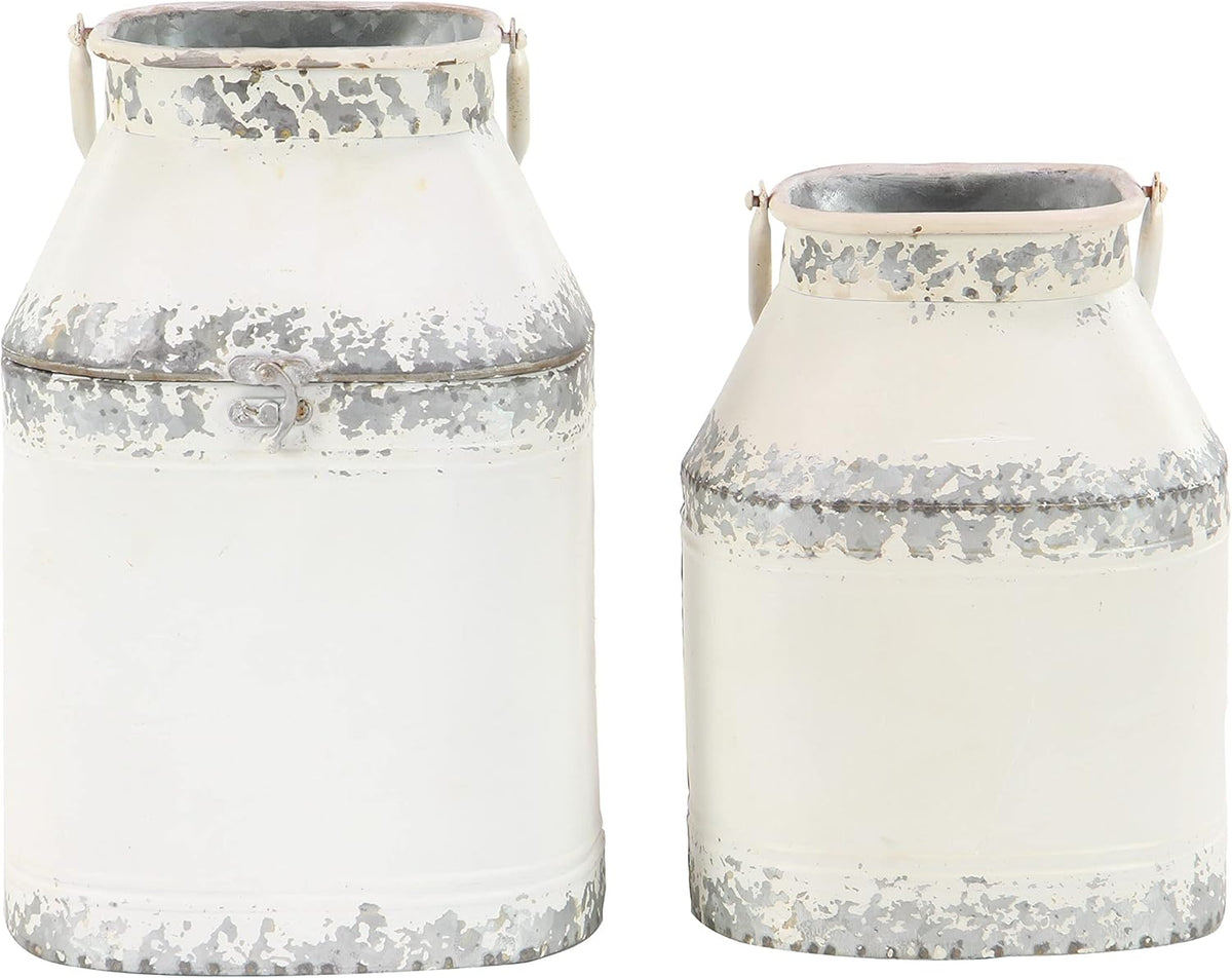 White Decorative Milk Can Pack of 2 S503252