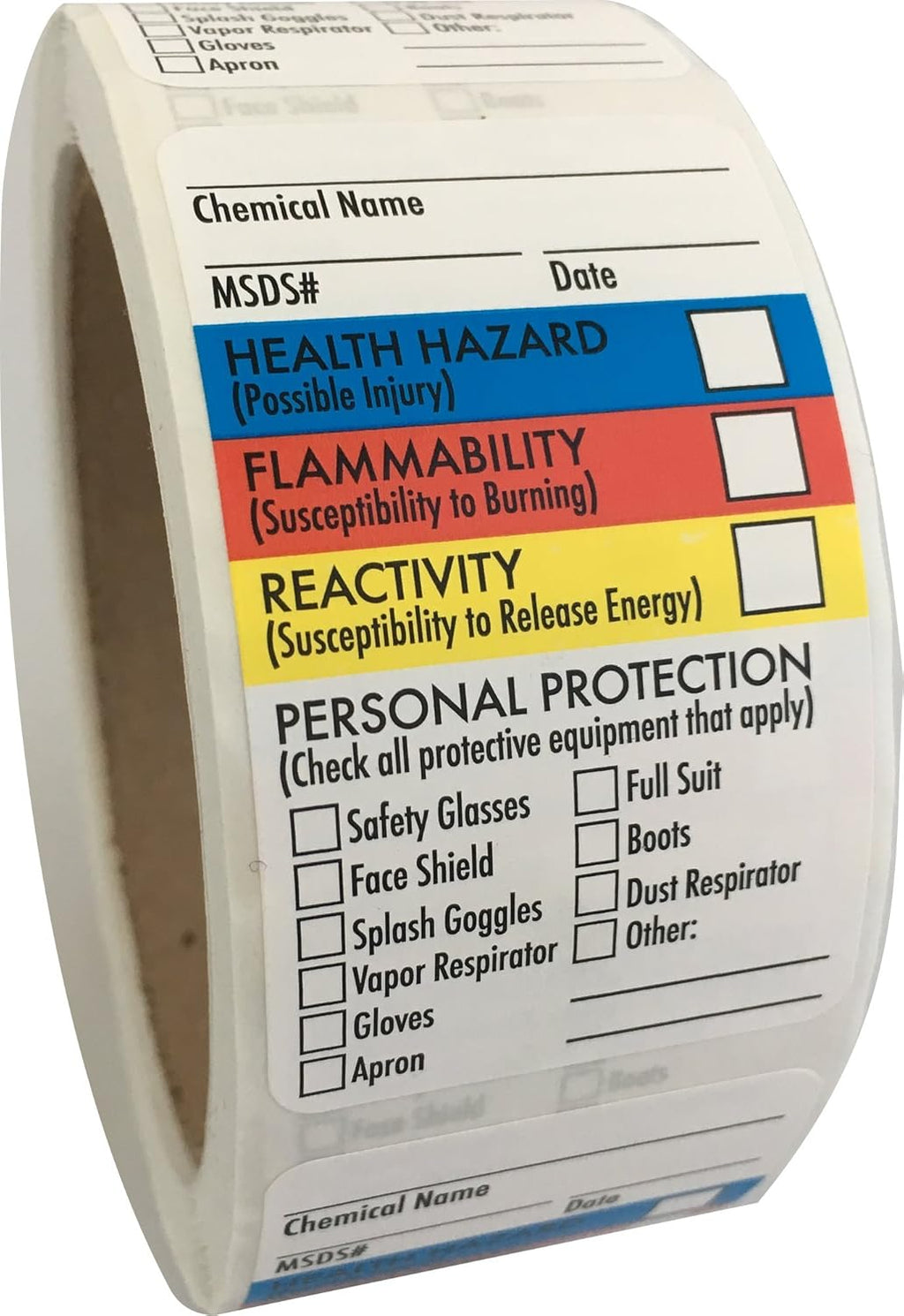 SDS Stickers, 1.5”x2.5”, Roll of 250, Self Adhesive E17756