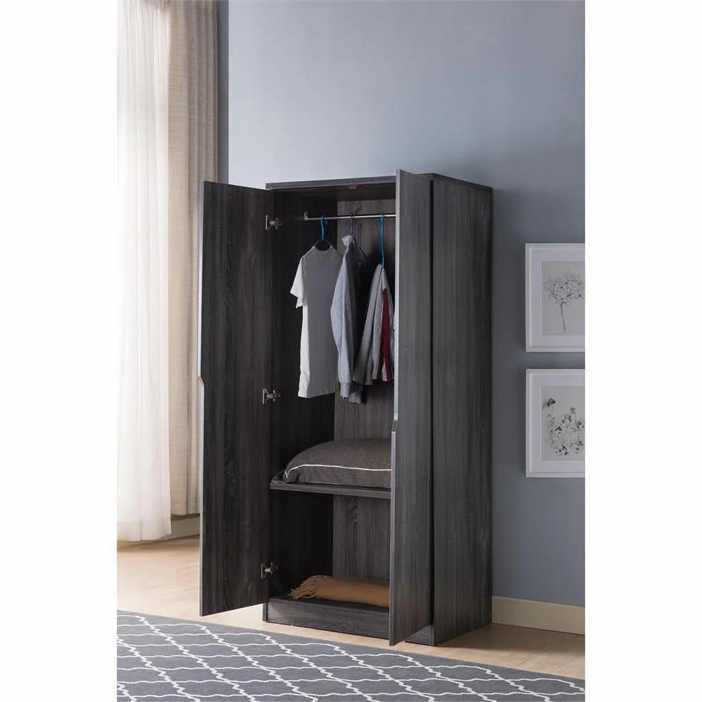 Contemporary Wood Wardrobe in Distressed Gray O5968