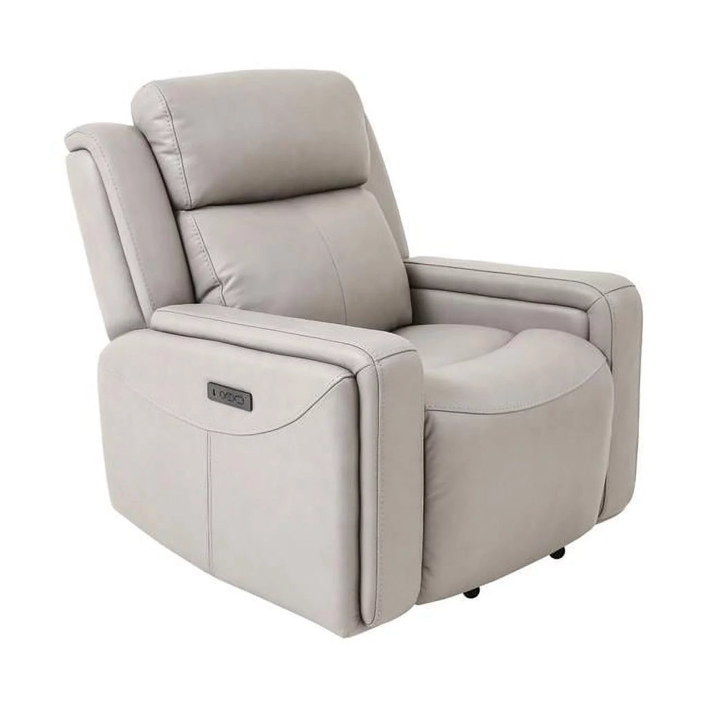 Light Grey Genuine Leather Recliner Chair Y291016
