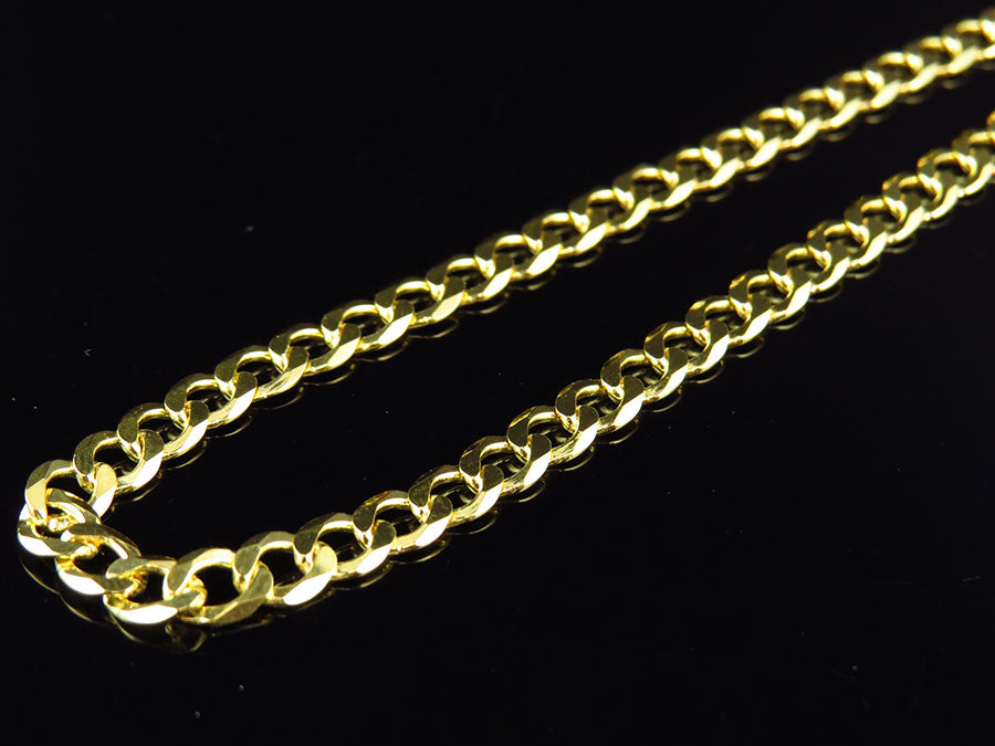 Yellow Gold Finish Sterling Silver Miami Cuban Link Chain Necklace P609