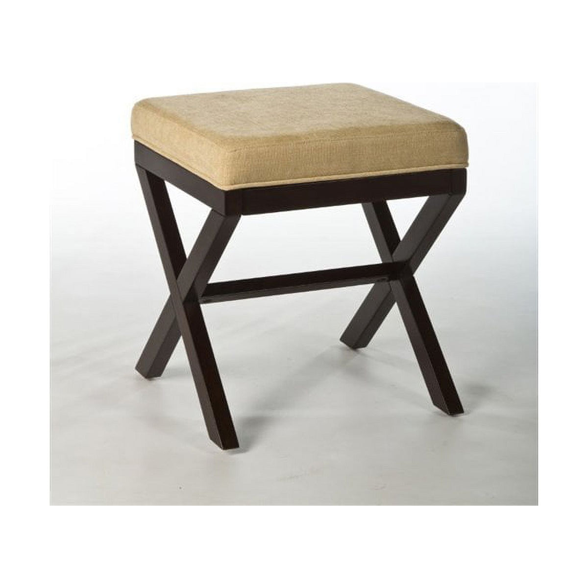 Espresso/Beige Polyester Fabric Vanity Stool R1157