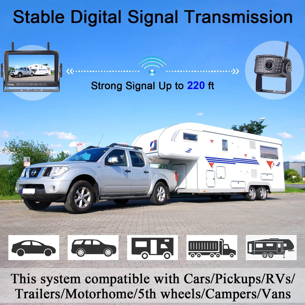 Wireless HD 1080P Backup Camera with 7 Inch Touch Key DVR Monitor W366414