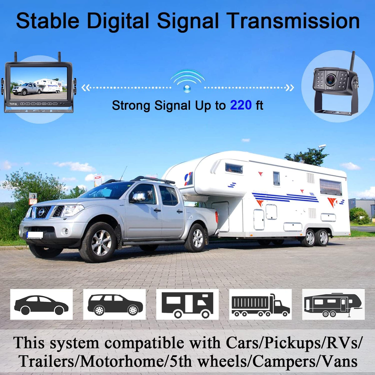 Wireless HD 1080P Backup Camera with 7 Inch Touch Key DVR Monitor W366414