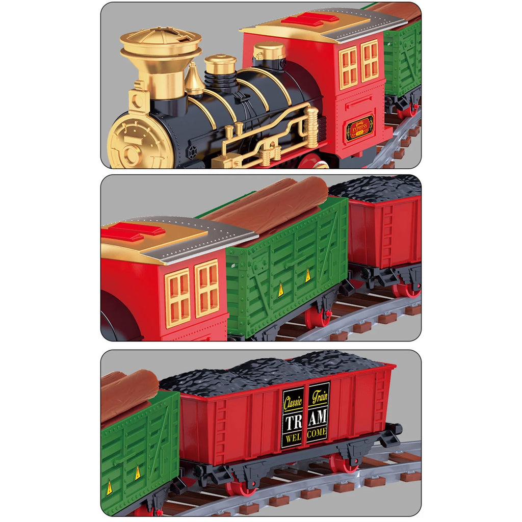 Toy Train Set With Lights And Sounds Steam Smoke Railway Tracks Battery Operated V434
