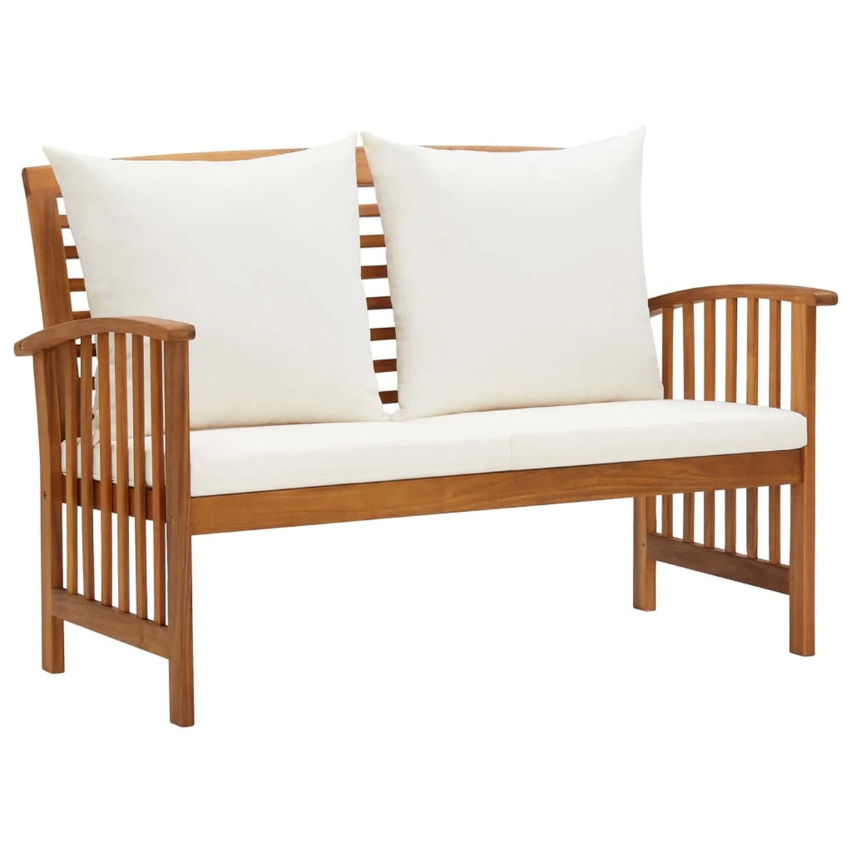 2 Piece Acacia Wood Outdoor Lounge Set with Cream Cushions B201984