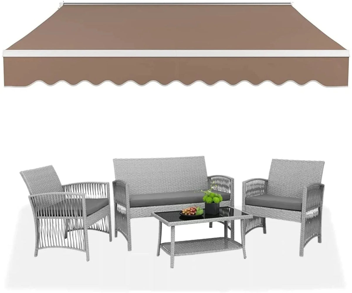 10' x 8.2' Manual Retractable Patio Awning with Aluminum Frame N71919