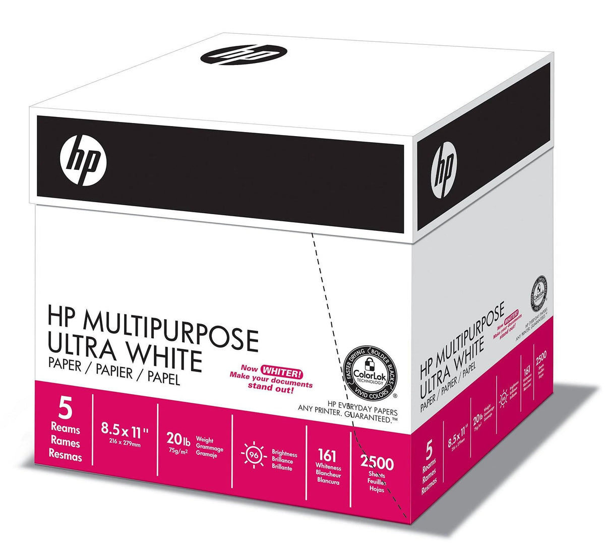 Multipurpose Ultra White 20lb 8.5x11 Letter 96 Bright 2500 Sheets Paper D15310