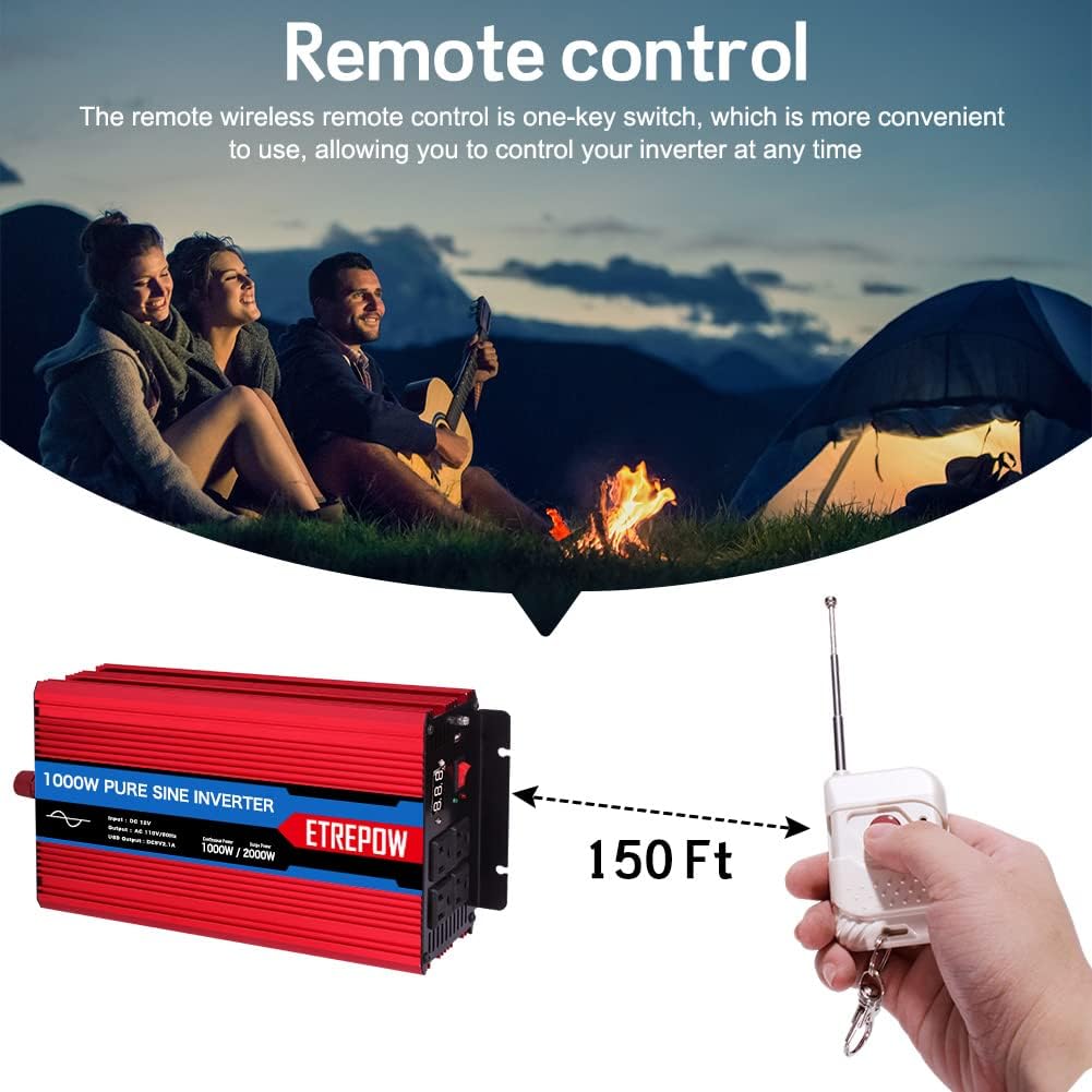 1000 Watt Pure Sine Wave Power Inverter 12V DC to 110V AC N90856